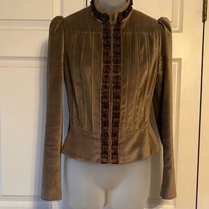Elie Tahari Brown Velvet Jacket with Stunning Details